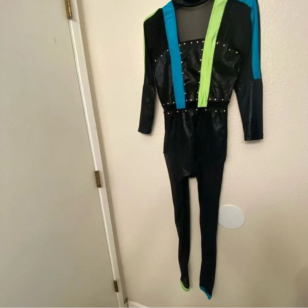 Revolution Dance black neon unitard costume ELECTRIC TOUCH RC22775 SA adult